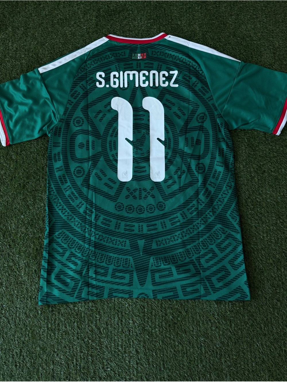 adidas Mexico Green Soccer Jersey with Red & White Trim #11 - Picture 2 of 2